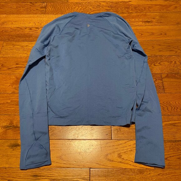 EUC Lululemon Swiftly Tech Long Sleeve Shirt 2.0 Waist Race Sz 6 Blue - Picture 3 of 3